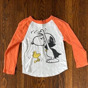 Hanna Andersson Peanuts Snoopy Kids Raglan Shirt - Orange & White